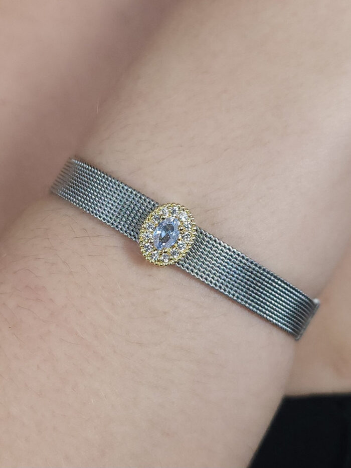 Pulseira estilo relógio pingente oval dourado