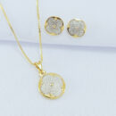 Conjunto trevo detalhe em ródio