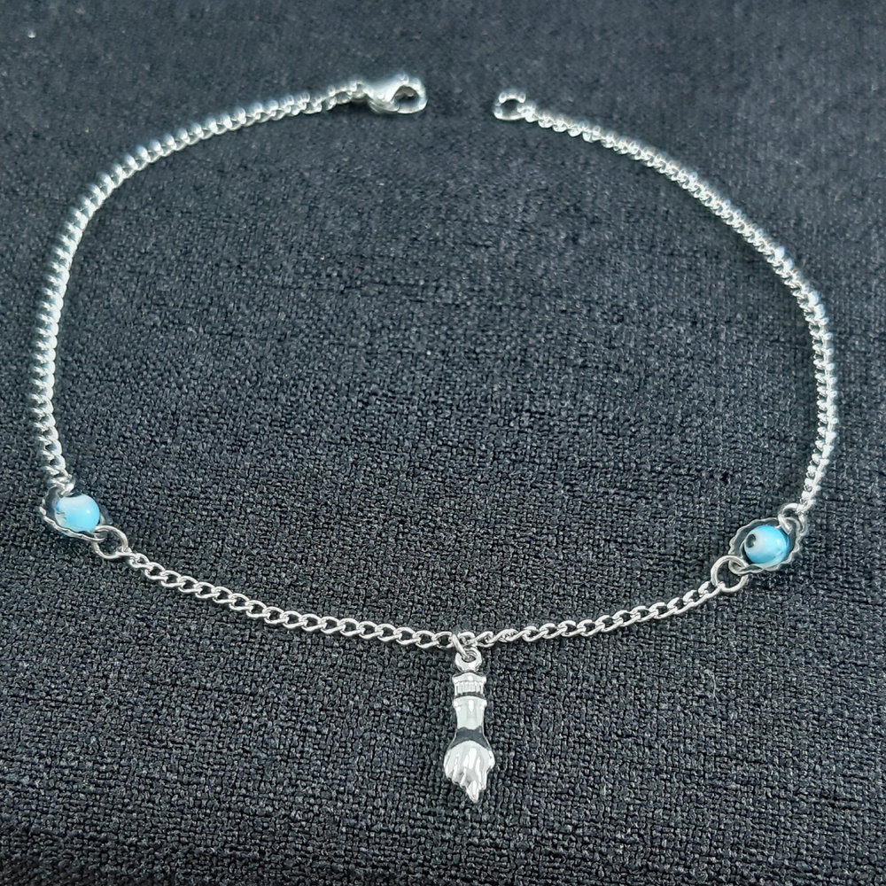 Tornozeleira com olho grego pêndulo figa