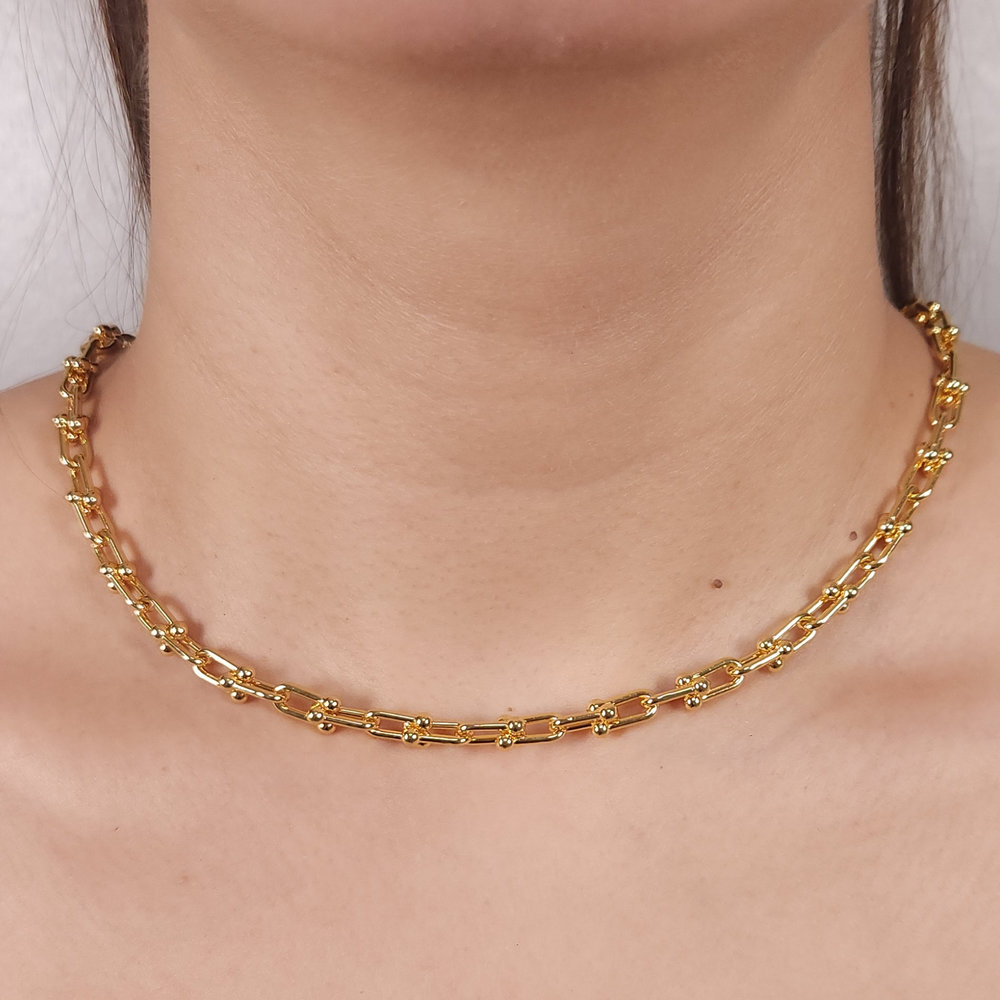 Gargantilha choker elo tiffany dourado
