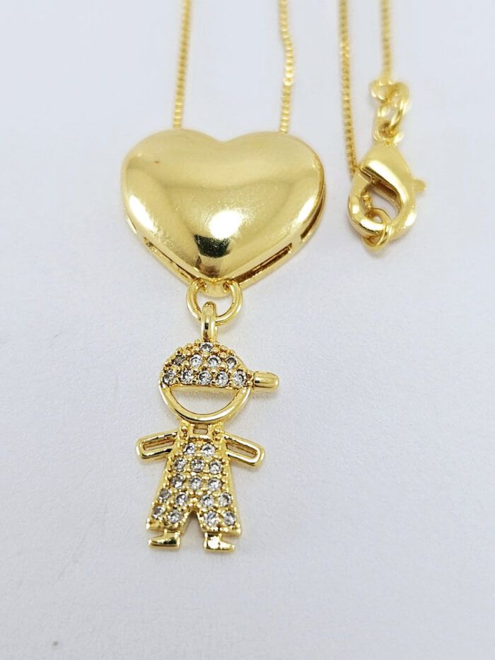 Gargantilha coração menino cravejado de microzircônias