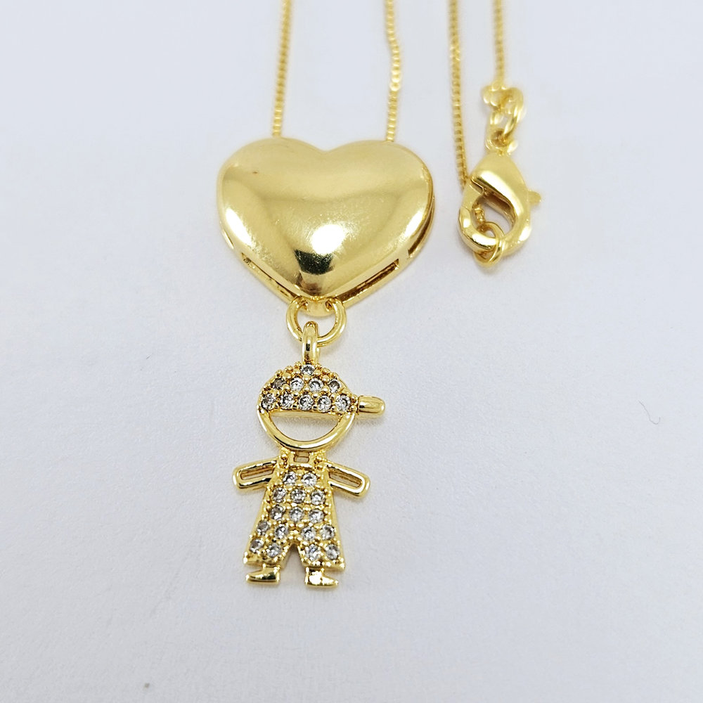 Gargantilha coração menino cravejado de microzircônias