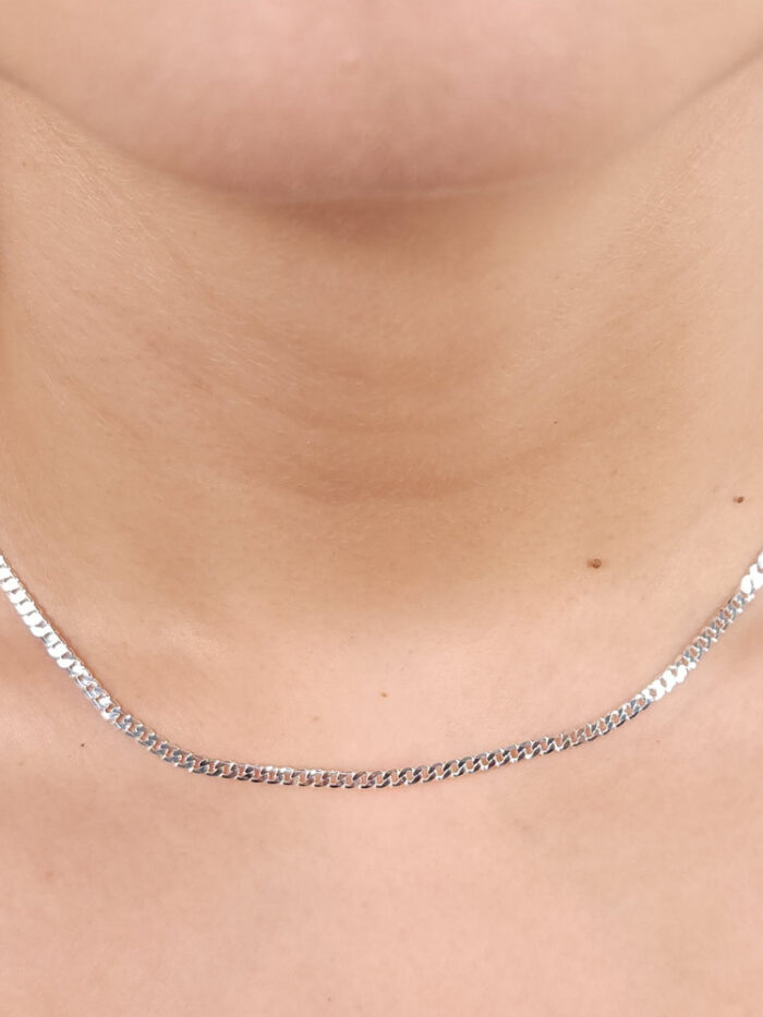 Gargantilha choker elo grumet prateado