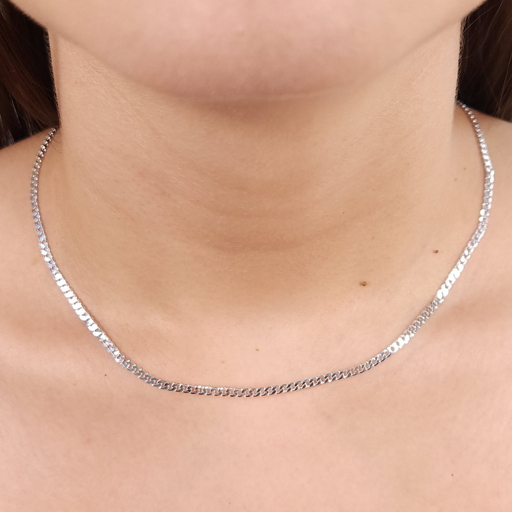 Gargantilha choker elo grumet prateado