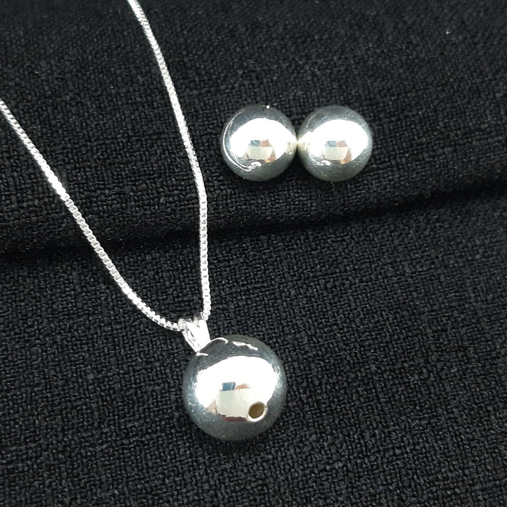 Conjunto bola liso prateada