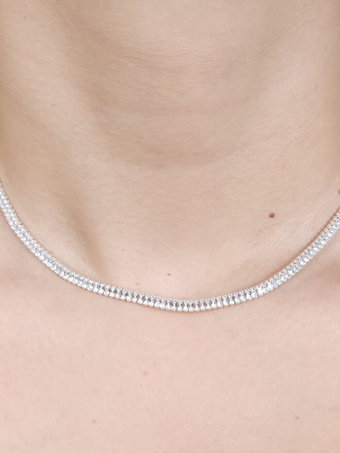 Gargantilha chocker riviera pedras baguetes