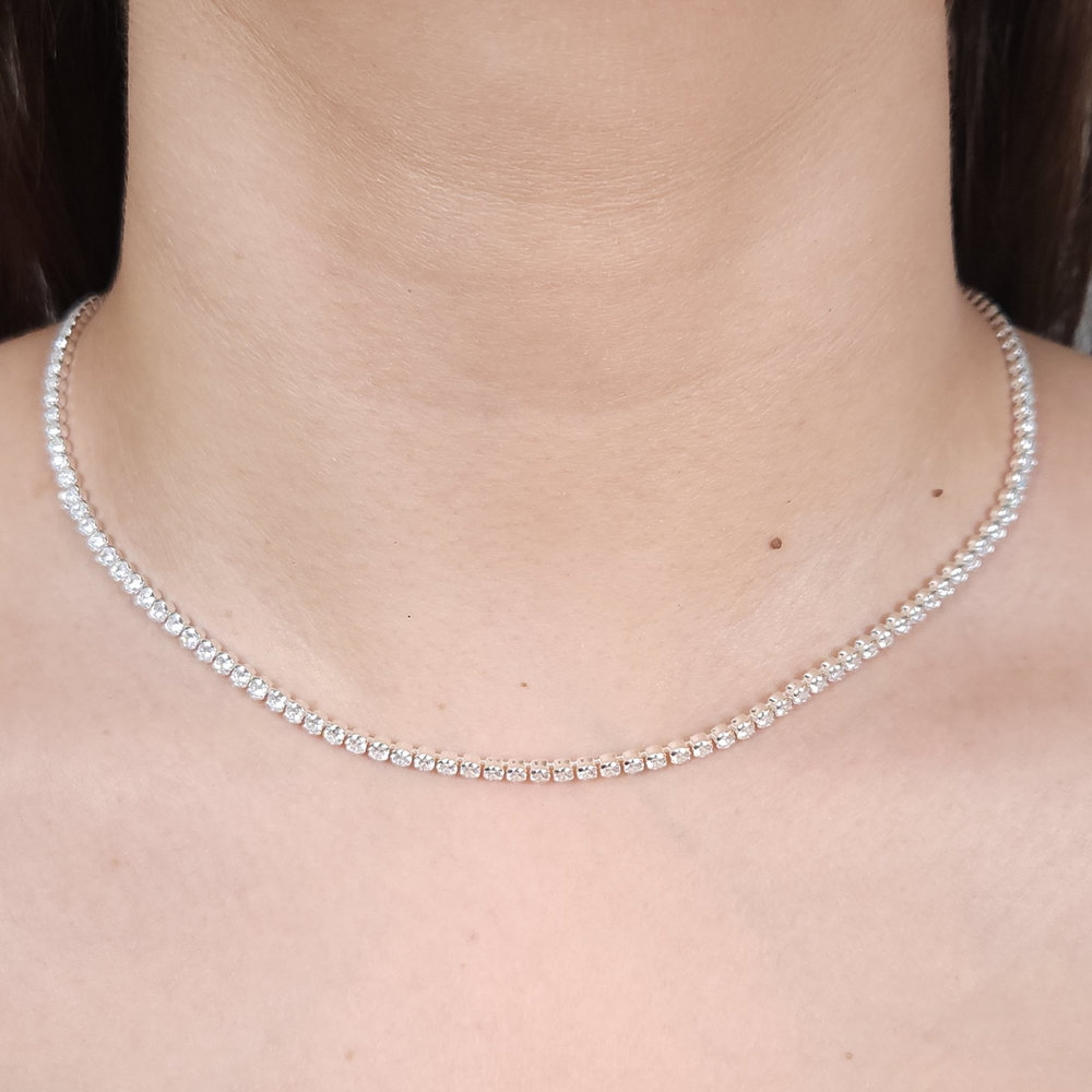 Gargantilha chocker riviera cristal detalhe liso