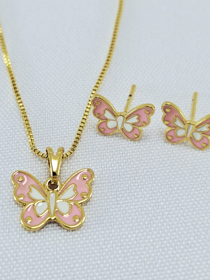 Conjunto infantil borboleta rosa