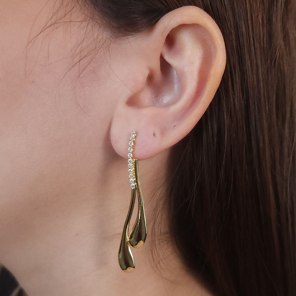 Brinco riviera com gotas dupla