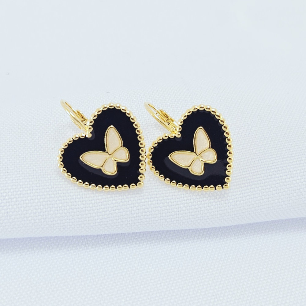 Brinco gancho coração com borboleta - Imagem 2