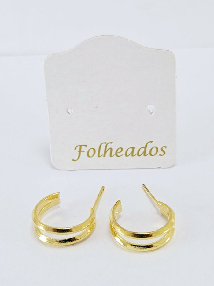 Brinco argolinha com dois fios liso