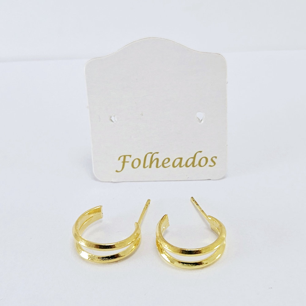 Brinco argolinha com dois fios liso