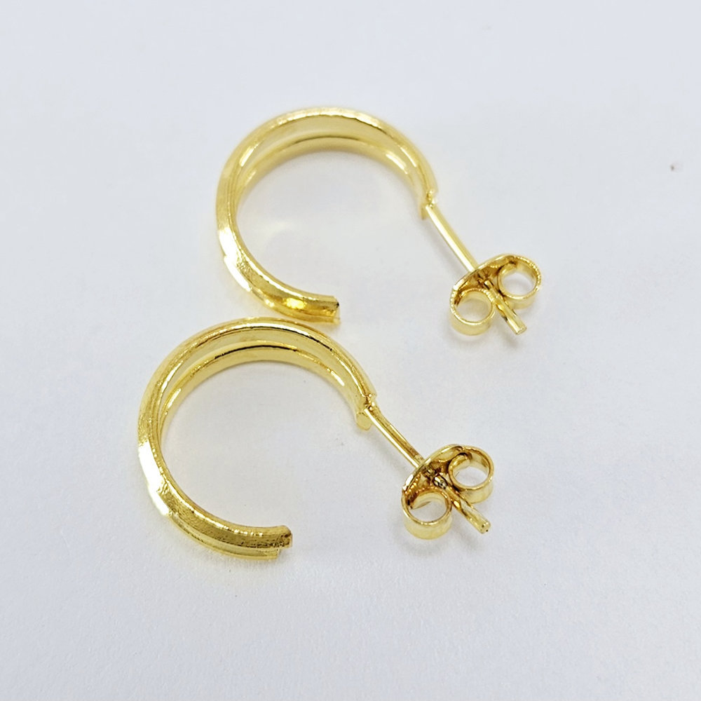 Brinco argolinha com dois fios liso - Imagem 2