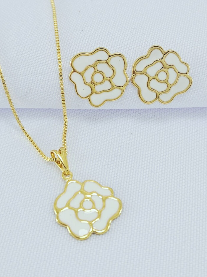 Conjunto flor branco