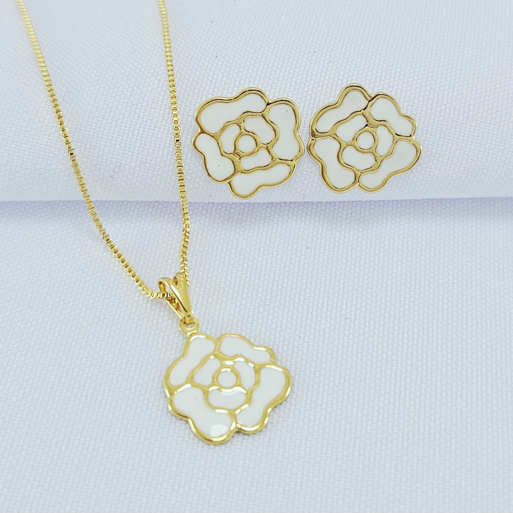 Conjunto flor branco