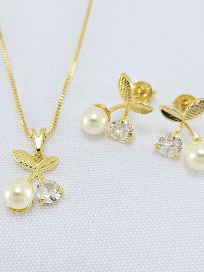 Conjunto estilo cereja com ponto de luz