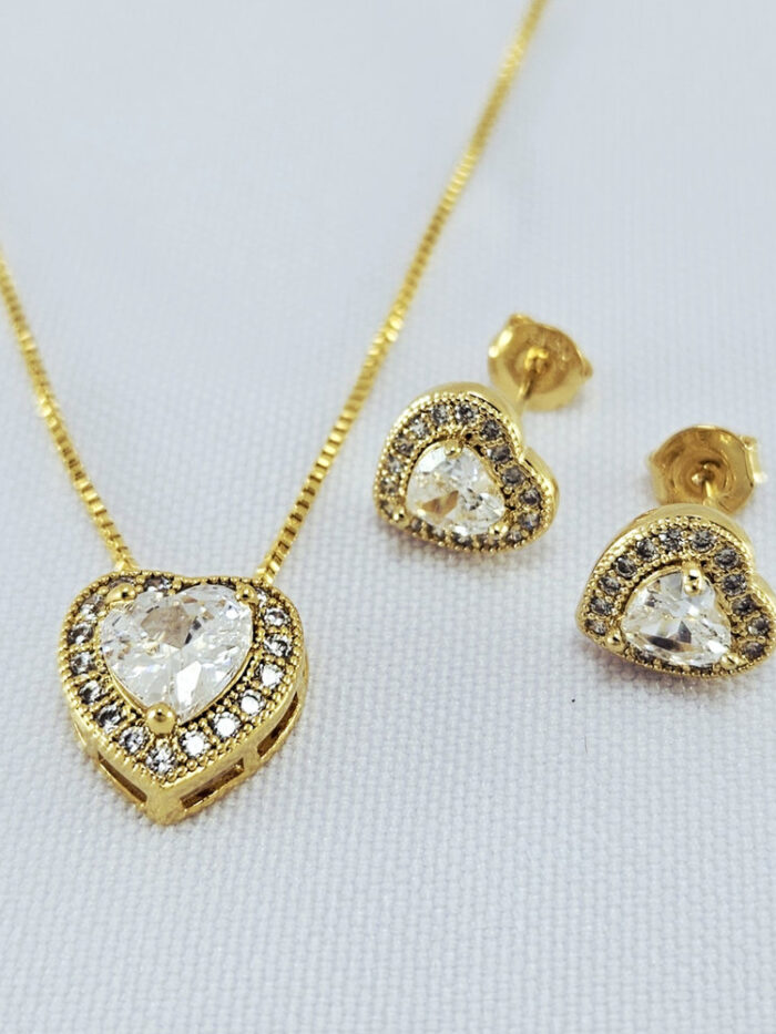 Conjunto coração cristal