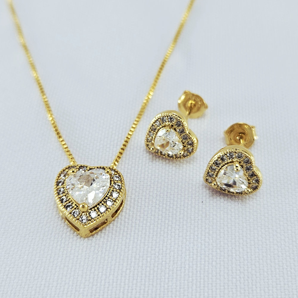 Conjunto coração cristal