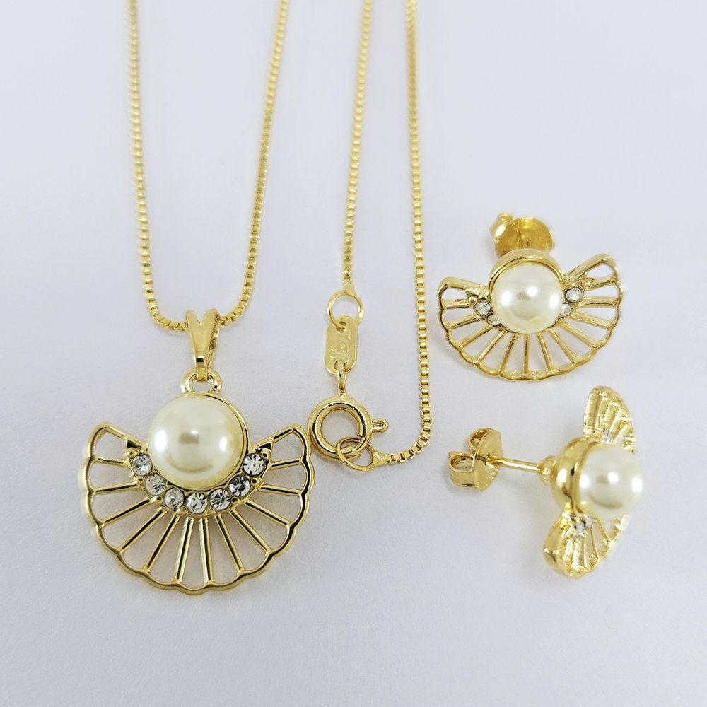 Conjunto estilo leque com pérola