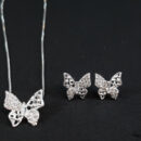 Conjunto Borboleta Cravejado com micro zircônia e detalhe vazado