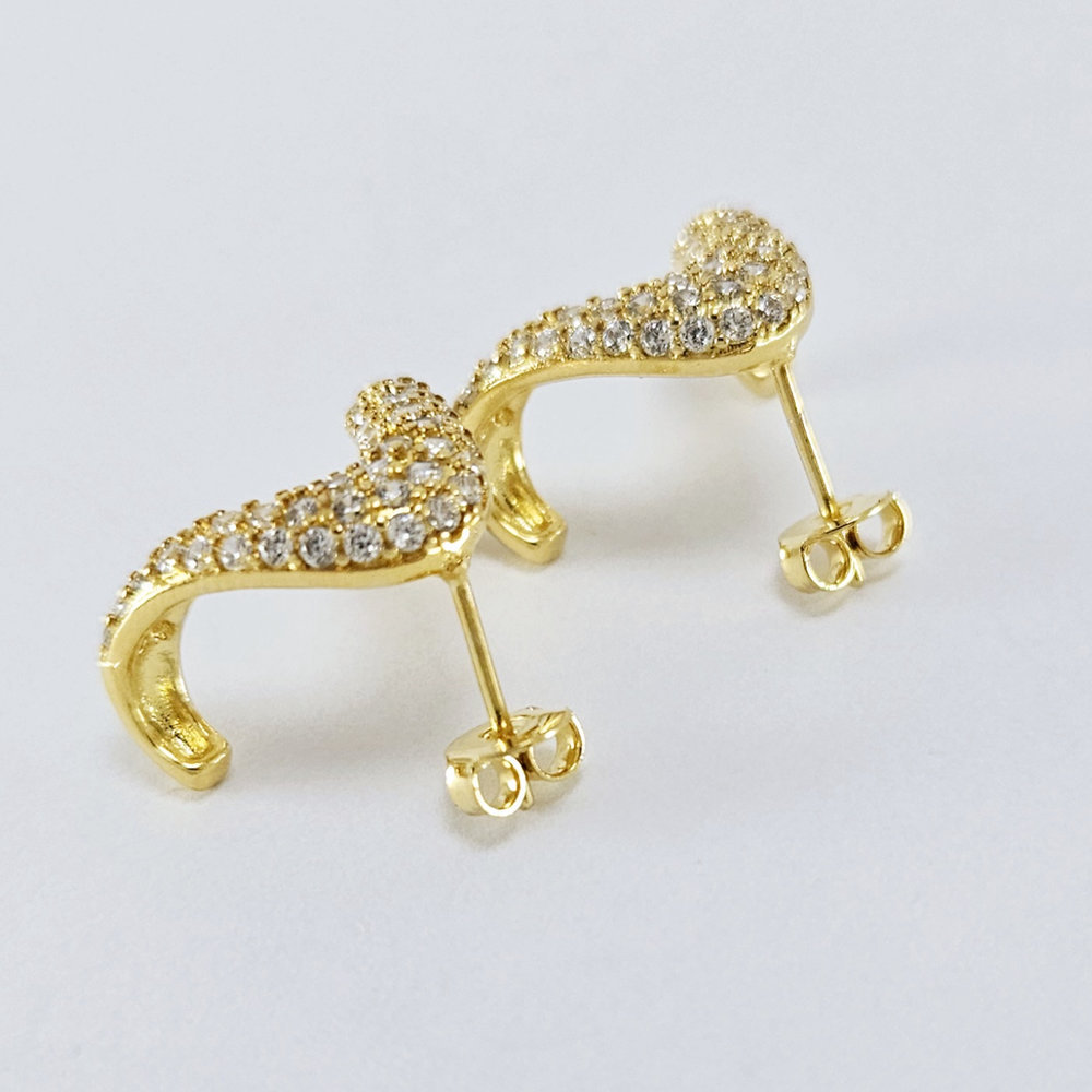 Brinco V invertido cravejado de cristais - Imagem 2