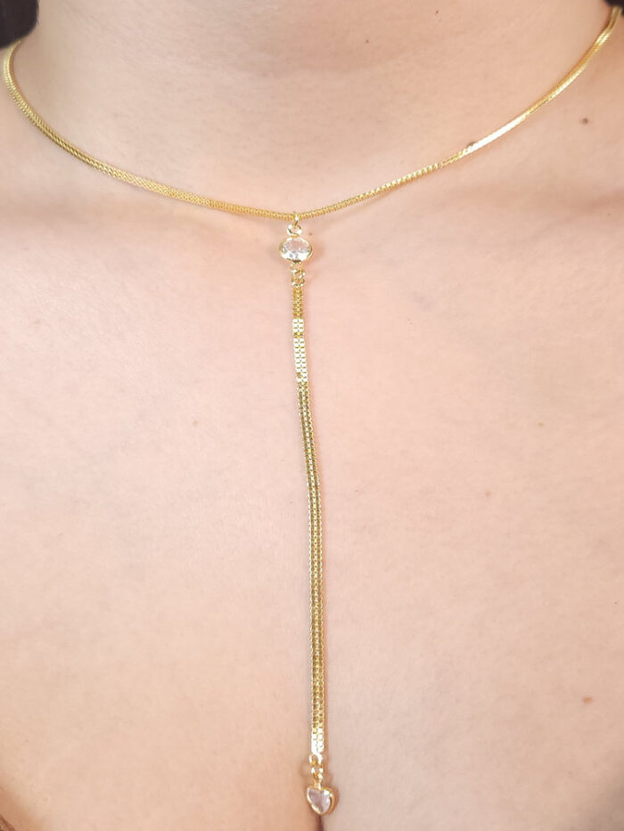 Gargantilha hoker fio veneziana duplo com pontos de luz