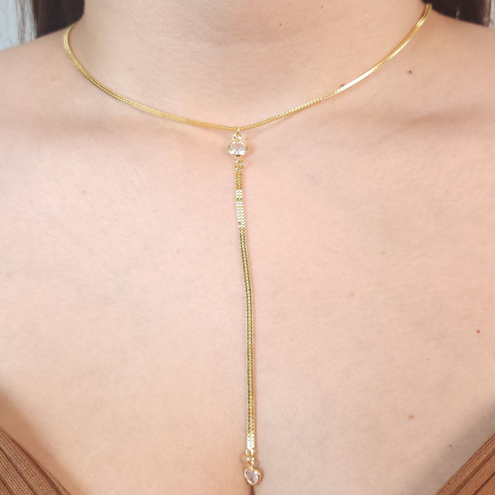 Gargantilha hoker fio veneziana duplo com pontos de luz