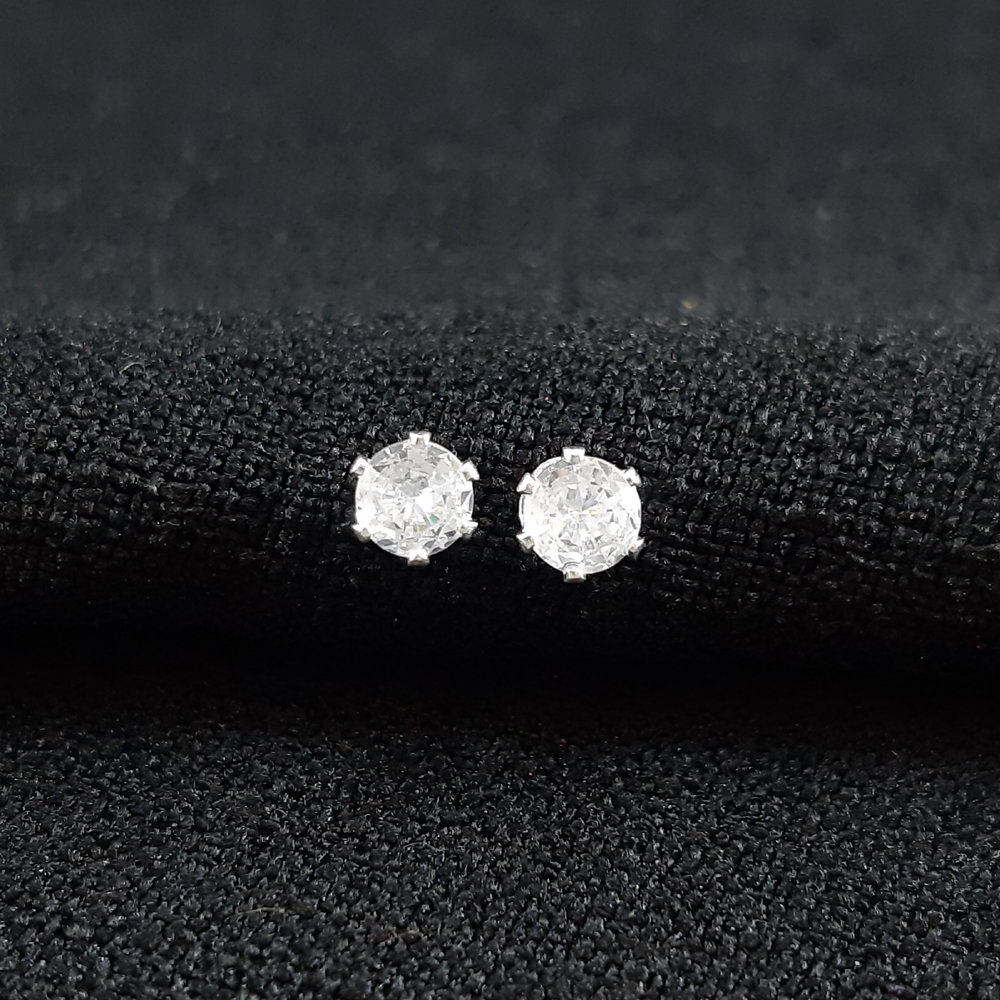 Brinco redondo pedra cristal