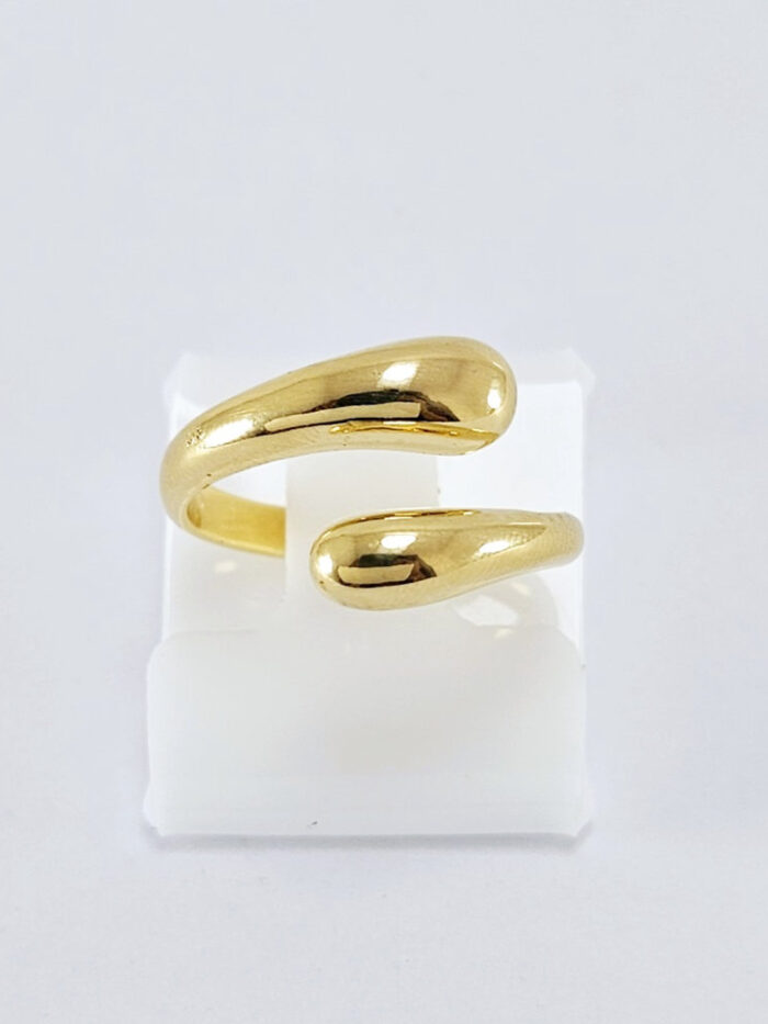 Anel duas gotas liso dourado