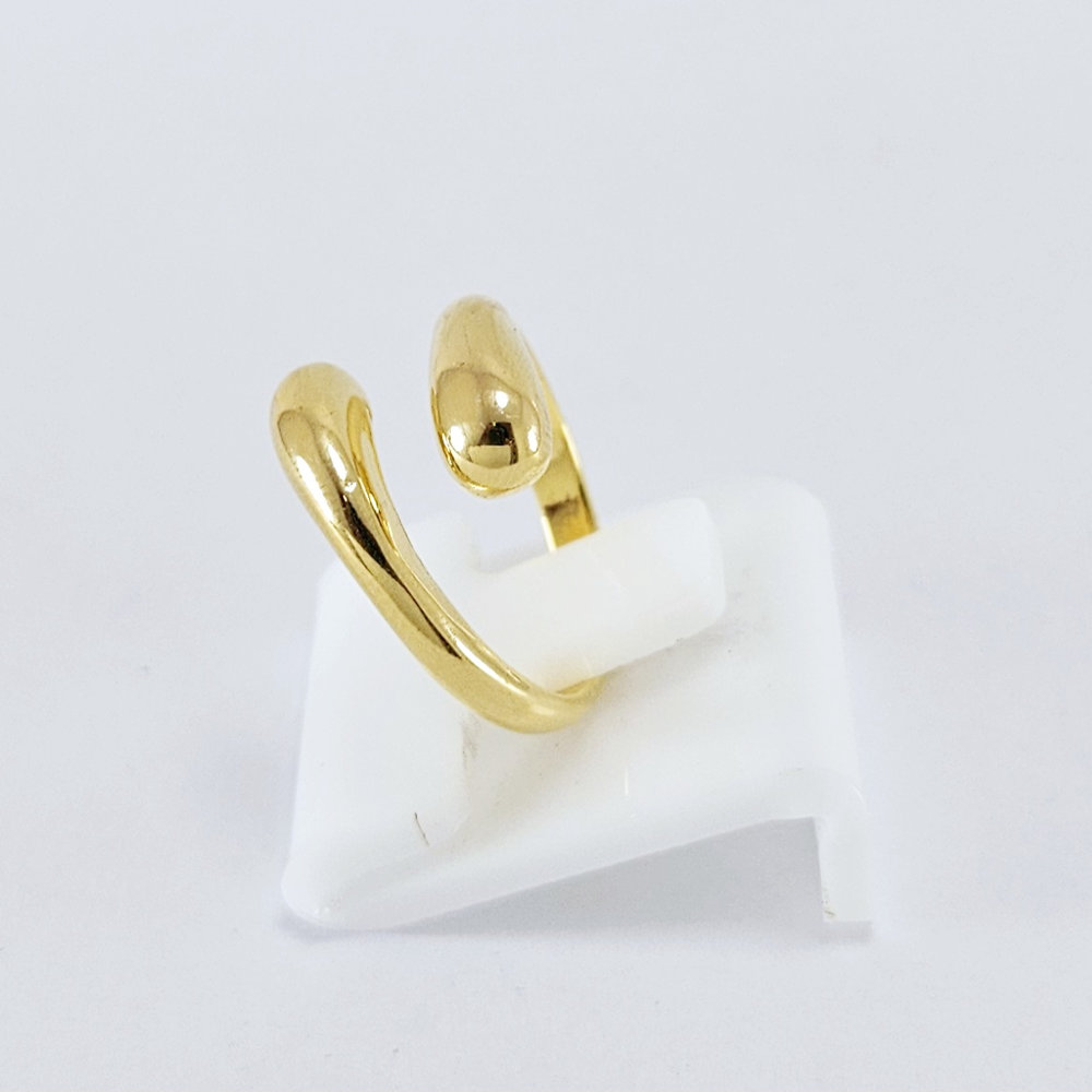 Anel duas gotas liso dourado - Imagem 2