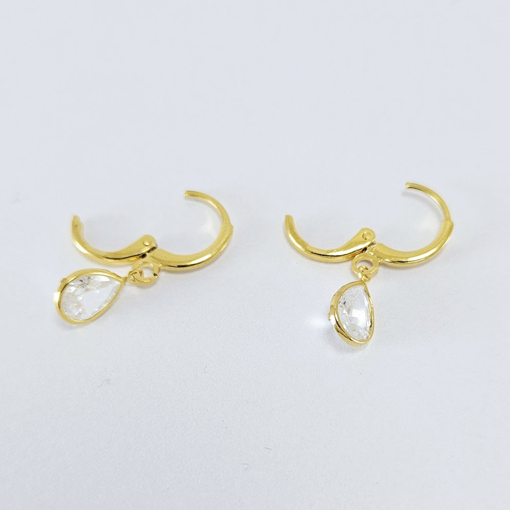 Argolinha com gota cristal - Imagem 2