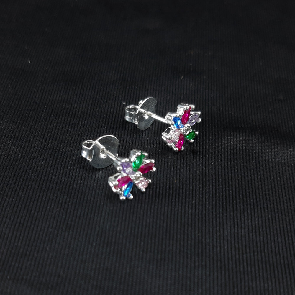 Brinco flor com pedras coloridas - Imagem 2