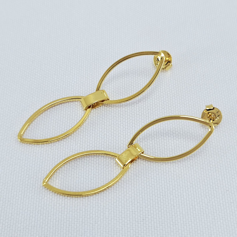 Brinco dois elos liso chapeado - Imagem 2