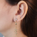 Brinco fio veneziana com pedra cristal estilo navete