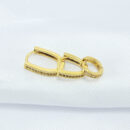 Brinco argola elos retangulares e cravejado