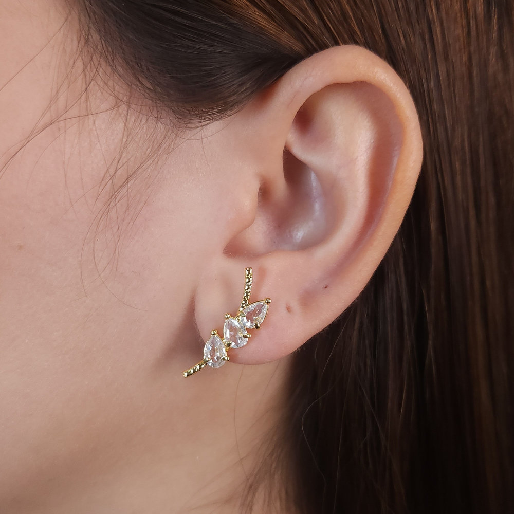 Brinco estilo gota pedra cristal