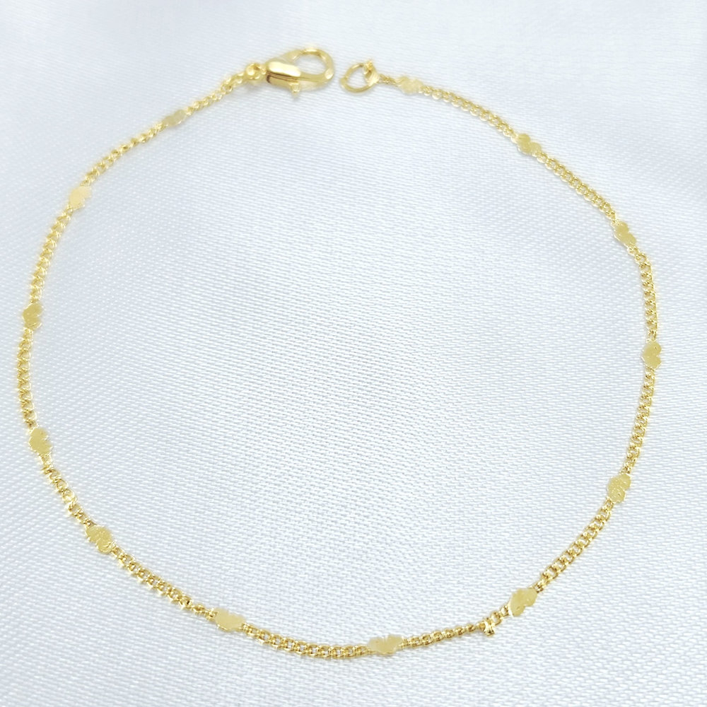 Pulseira detalhe coração dourado
