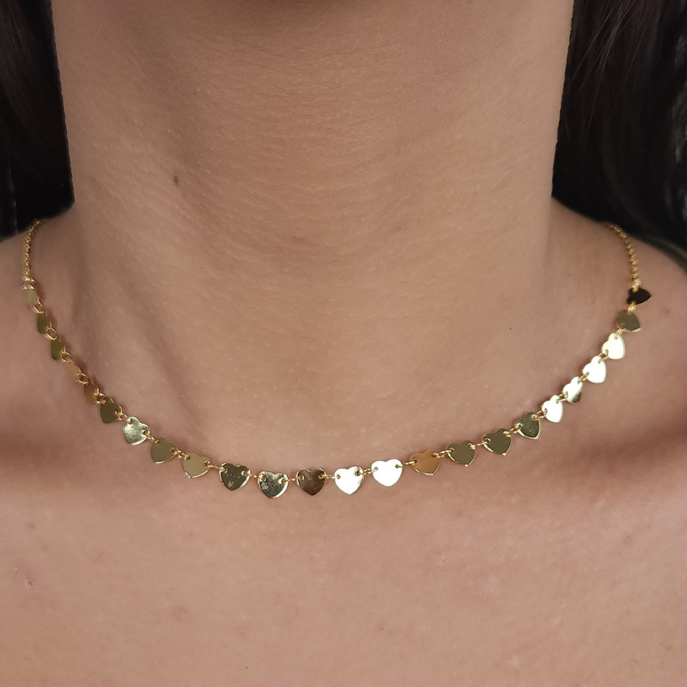 Garganilha choker coração chapeado