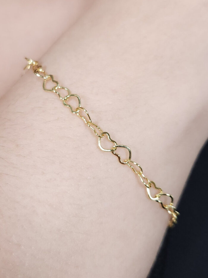 Pulseira elos corações vazado