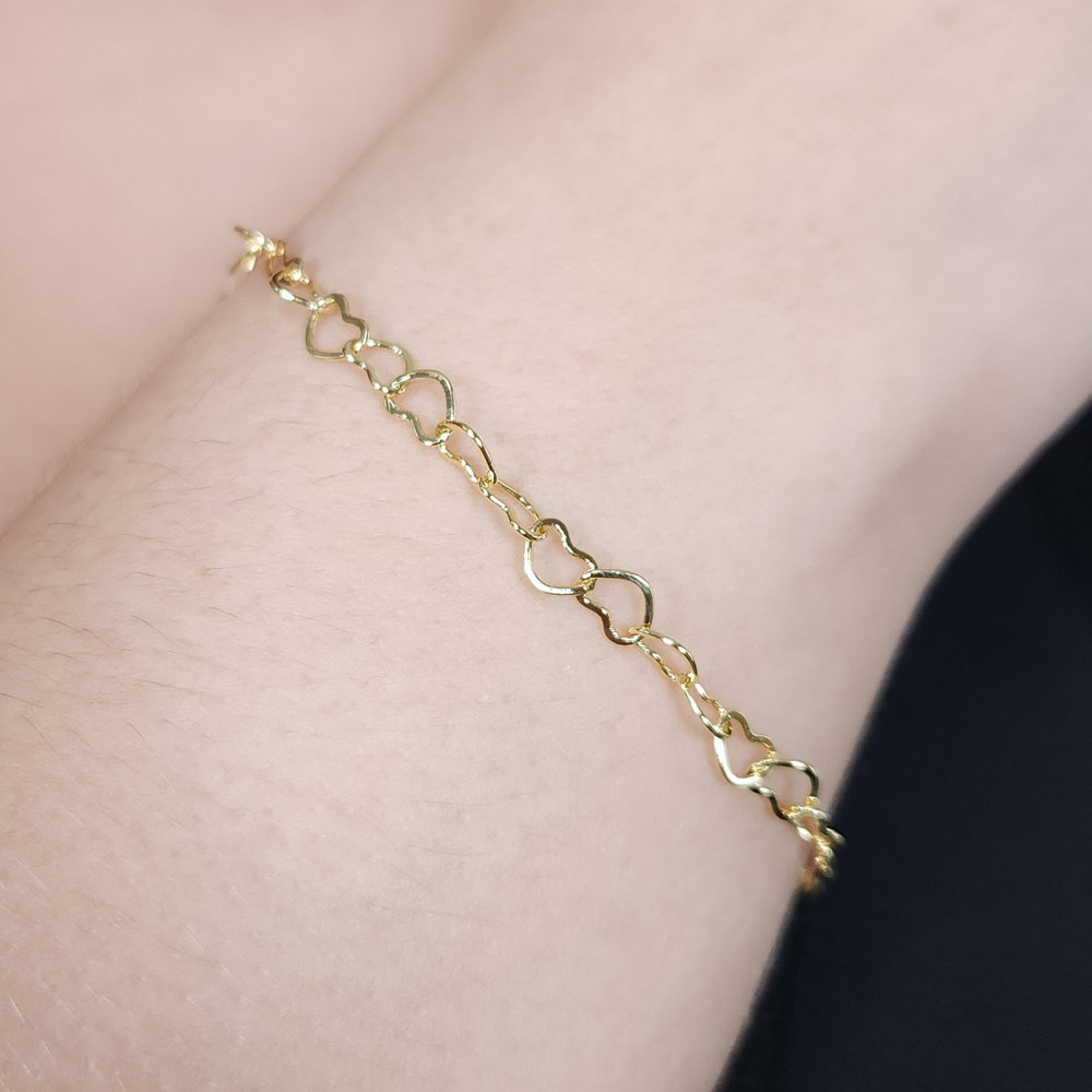 Pulseira elos corações vazado