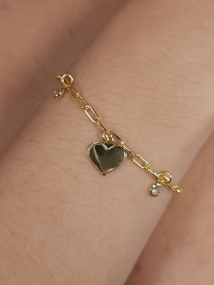 Pulseira coração detalhado com ponto de luz