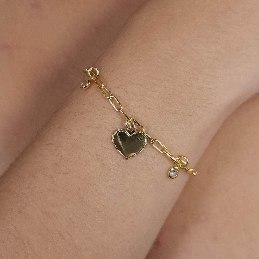 Pulseira coração detalhado com ponto de luz