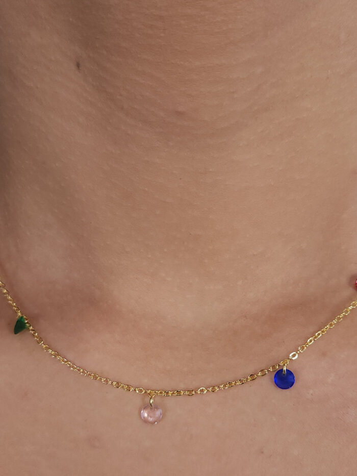 Gargantilha chocker ponto de luz colorido