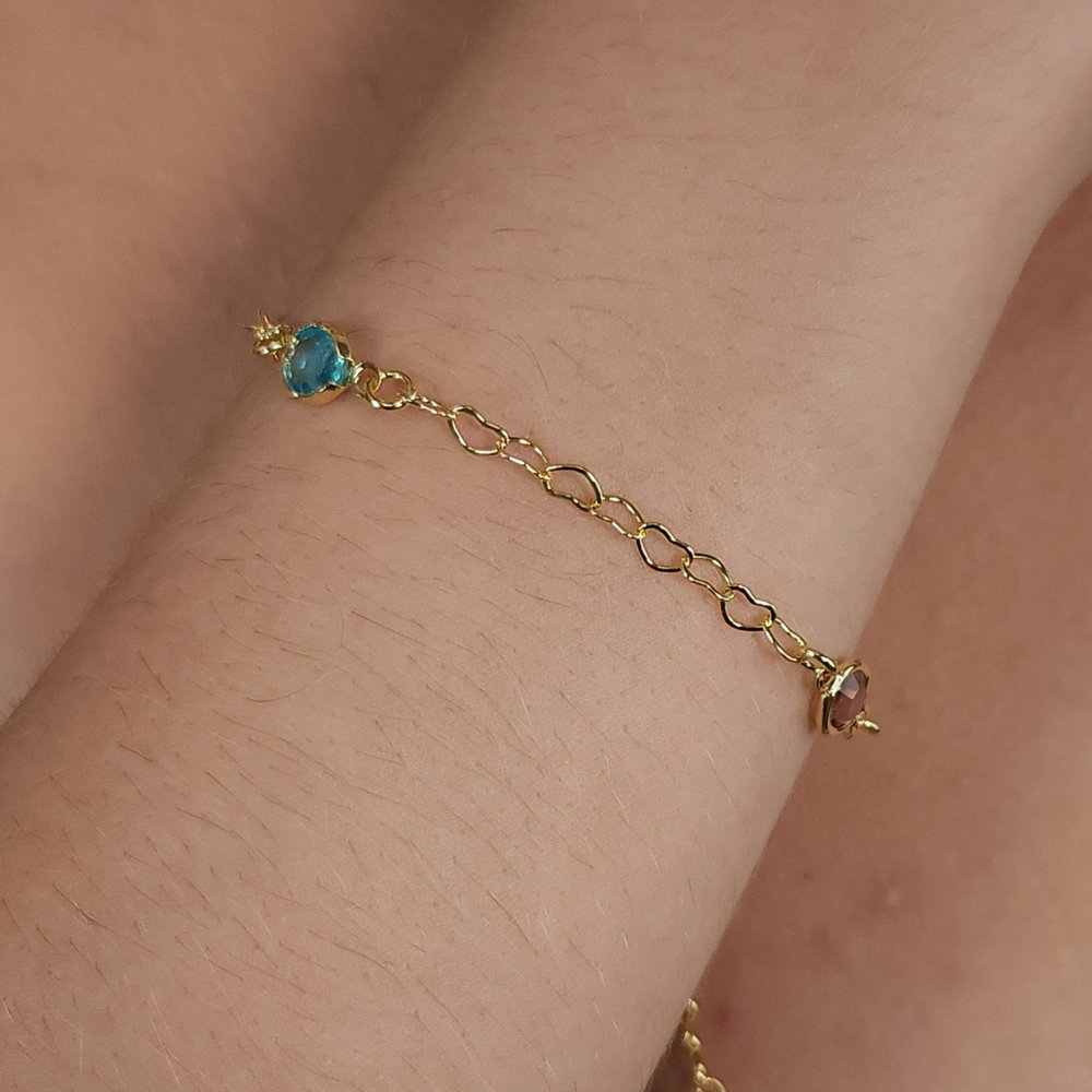 Pulseira elo coração com ponto de luz