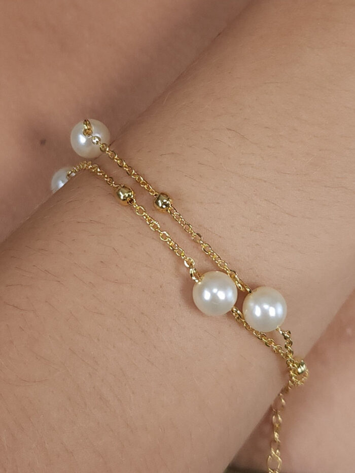 Pulseira dupla com pérola