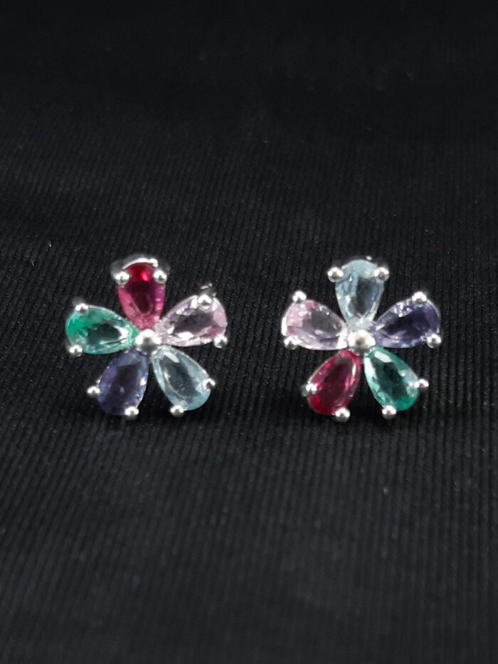 Brinco flor colorida