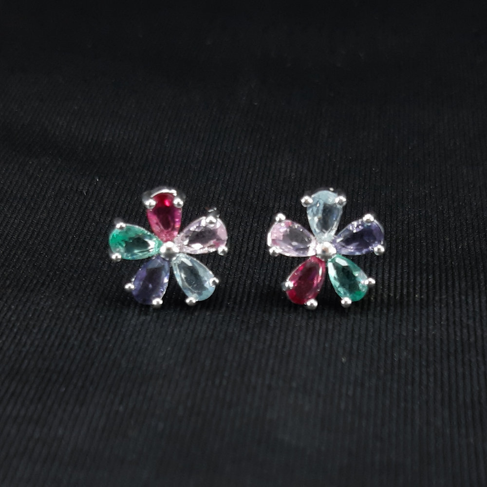 Brinco flor colorida