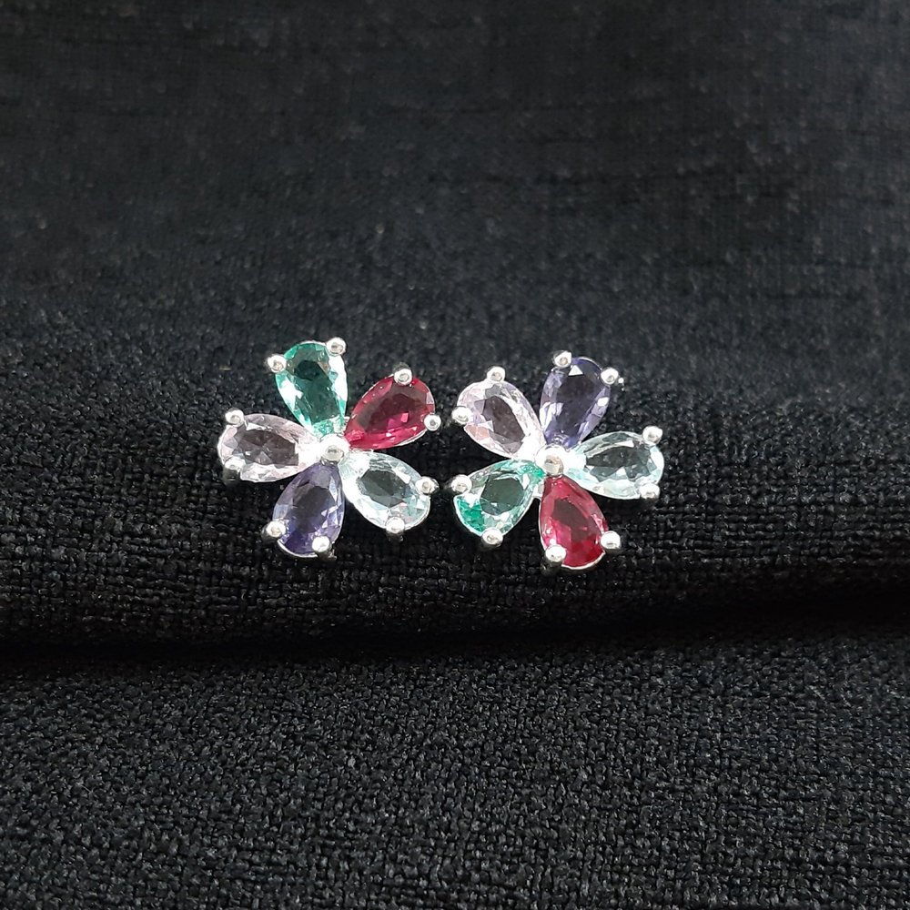 Brinco flor colorido