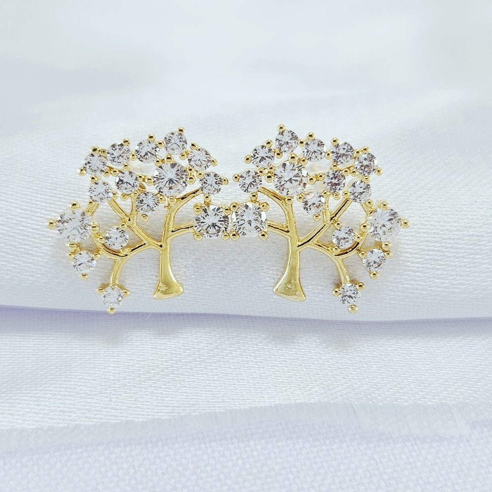 Brinco árvore da vida com pedras