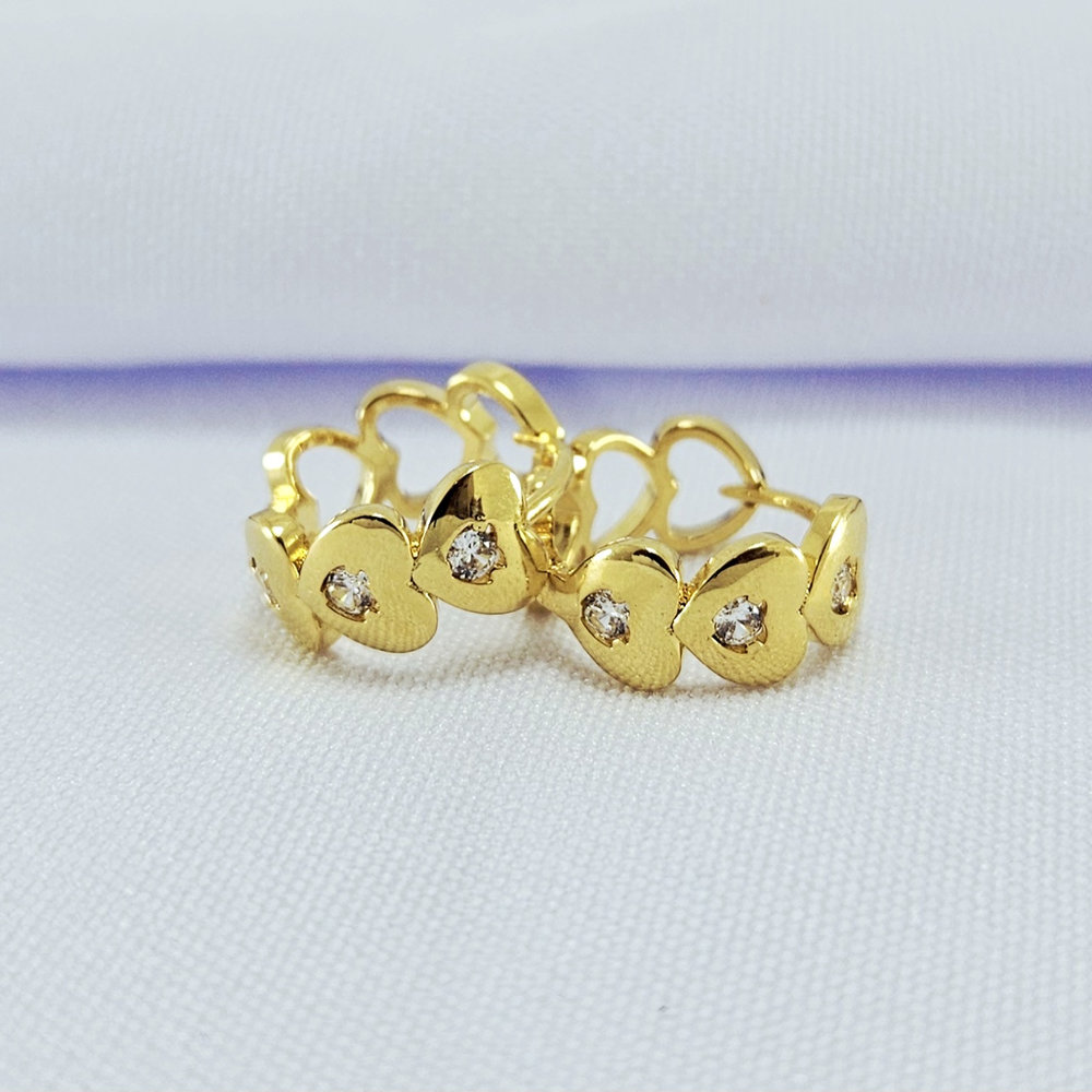 Brinco argola coração cristal